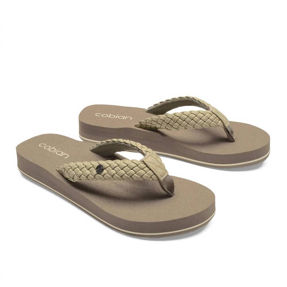 NEW COBIAN women's braided bounce flip flop in cream